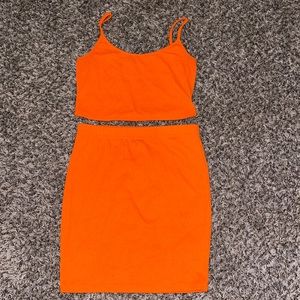 SHEIN orange two piece skirt set
